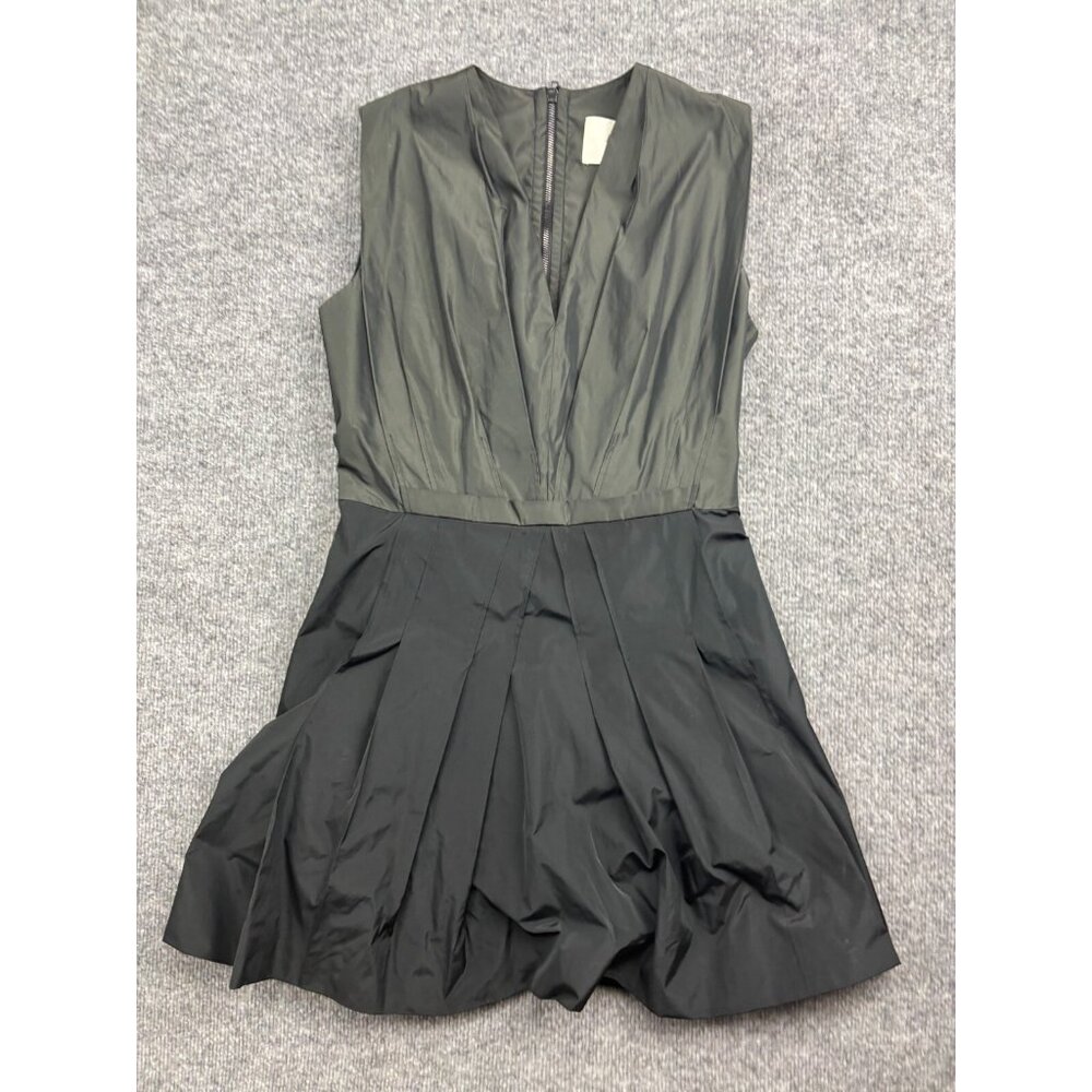Rue du Mail Dress Women's‎ 42 Black Gray V Neck Paris Fit Flare Midi